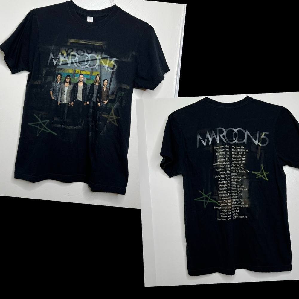 Maroon 5 Double Side Band Tee Unisex but Measure like Men’s Small Cities on Back